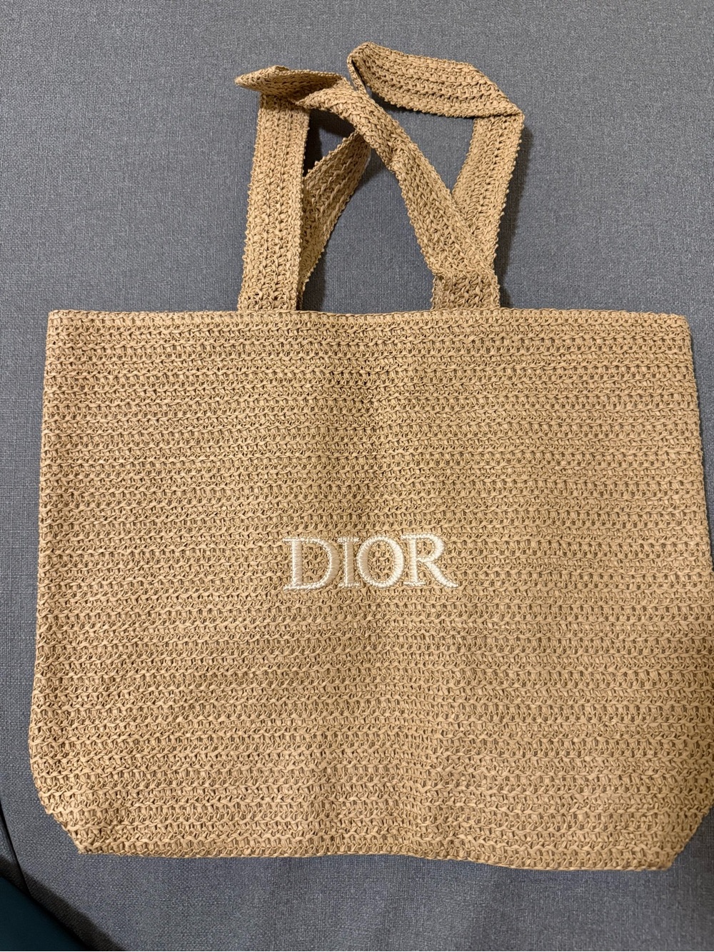 Dior Beauty Natural Woven Tote with White Logo